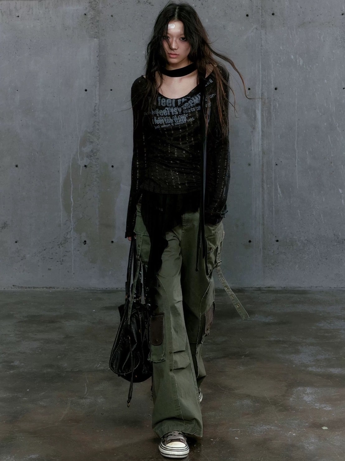 【Cest Nous】Dropped Neckline Graffiti Top