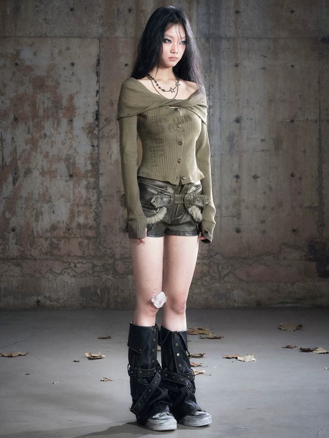 【Cest Nous】Off Shoulder Print Top / 【セヌー】オフショルダープリント長袖トップス