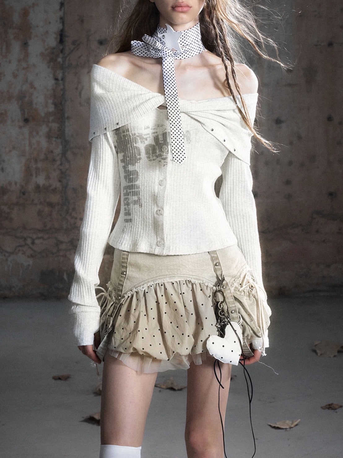 【Cest Nous】Broken Heart Necklace / 【セヌー】ハートレースアップネックレス