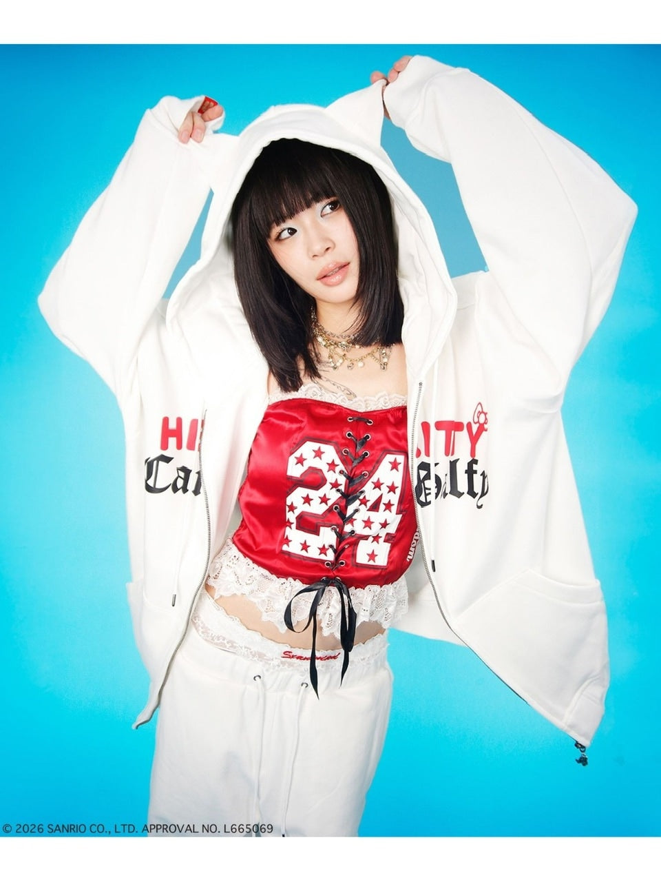 【GALFY×KITTY】仲子パーカー / 【ガルフィー×キティー】キティ猫耳ジップアップパーカー