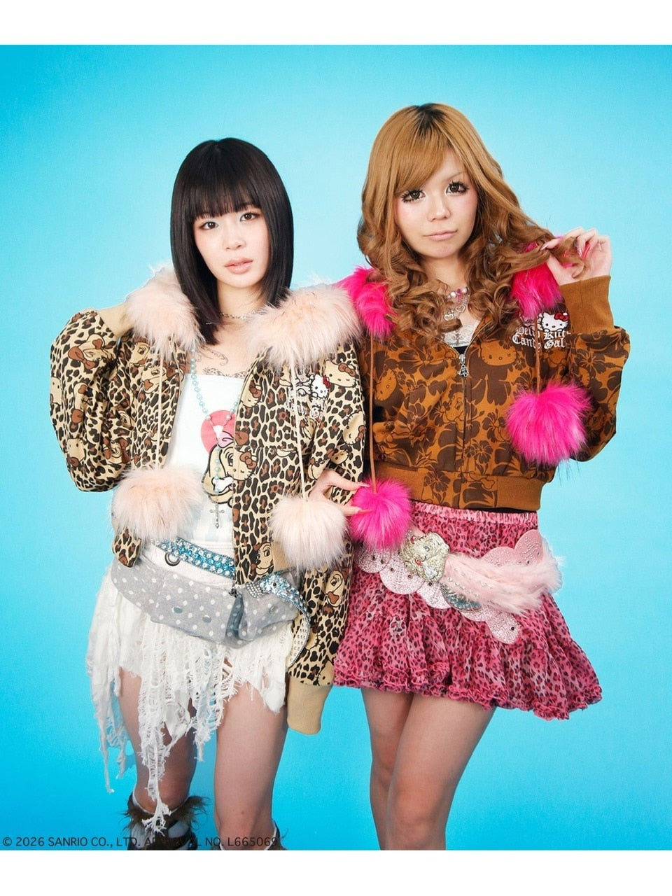 【GALFY×KITTY】鬼ギャルパーカー / 【ガルフィー×キティー】総柄猫耳ファー付きジップアップパーカー