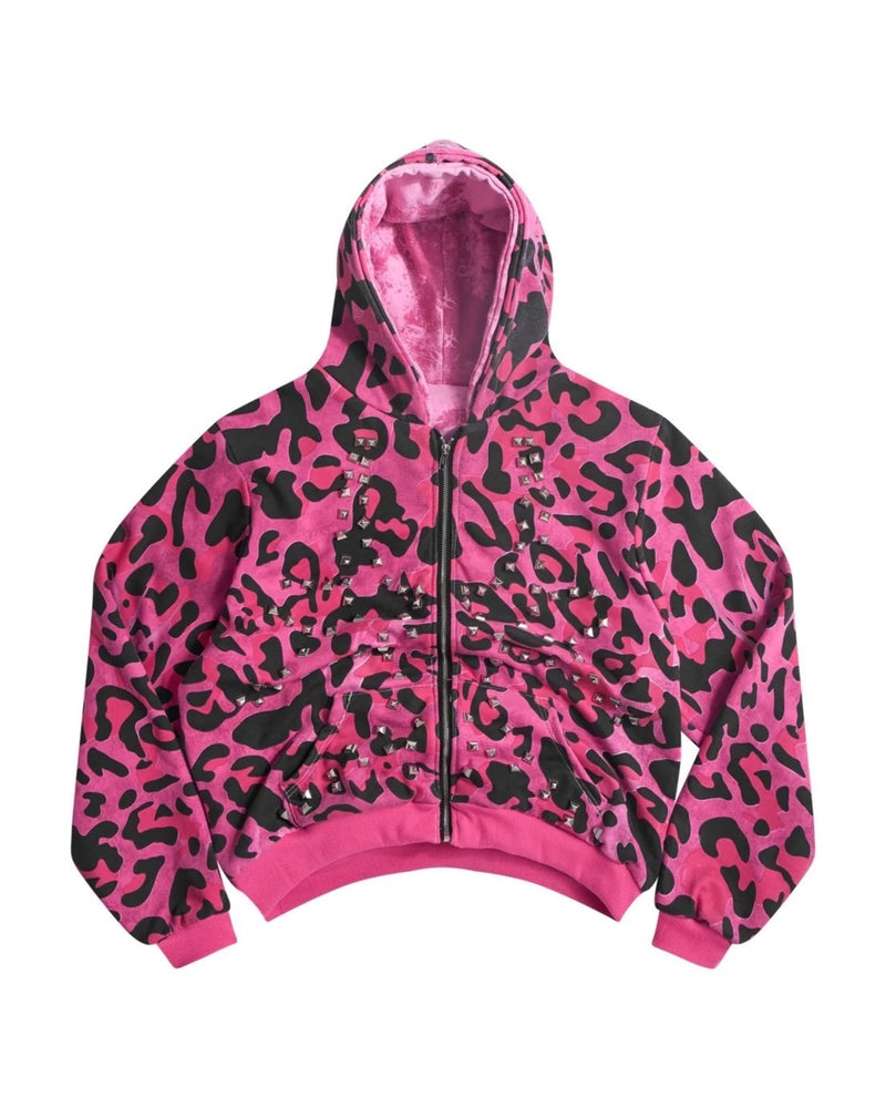 【Cozy world Wide】PINK GLAMOUR ZIP UP HOODIE