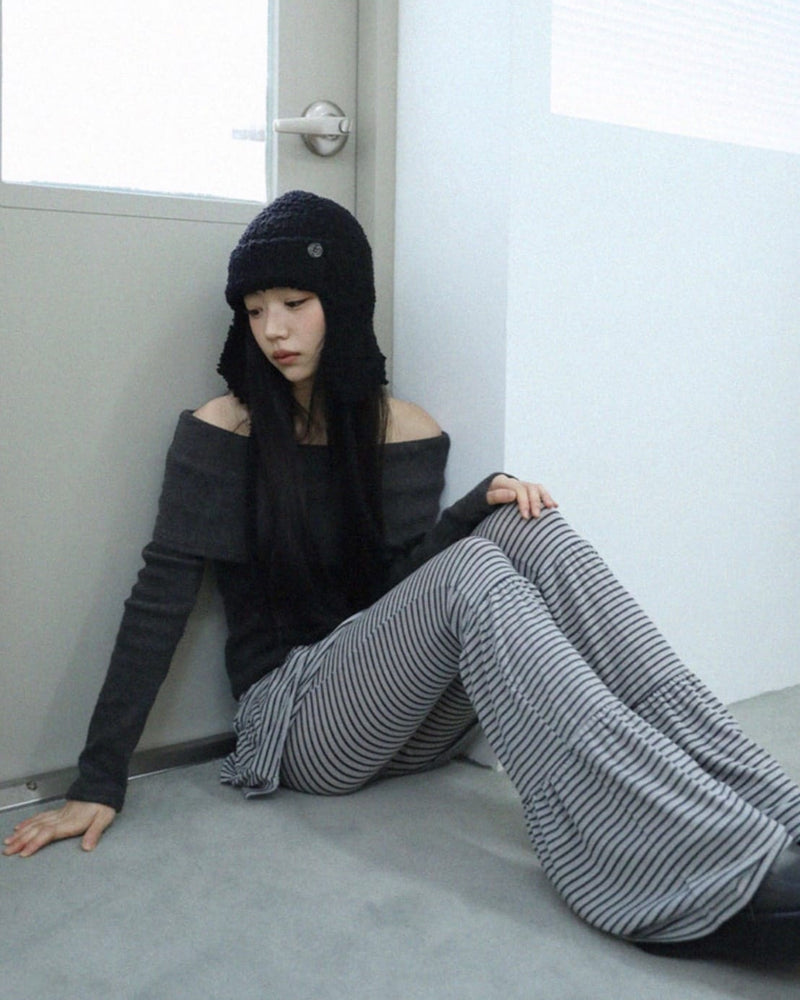 12/21 20:00 発売【Uglyshadow】CANCAN STRIPE SKIRT PANTS