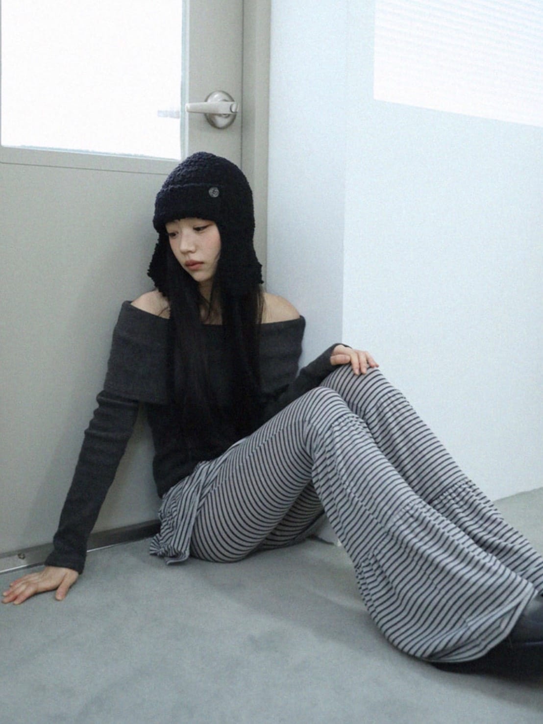 12/21 20:00 発売【Uglyshadow】CANCAN STRIPE SKIRT PANTS