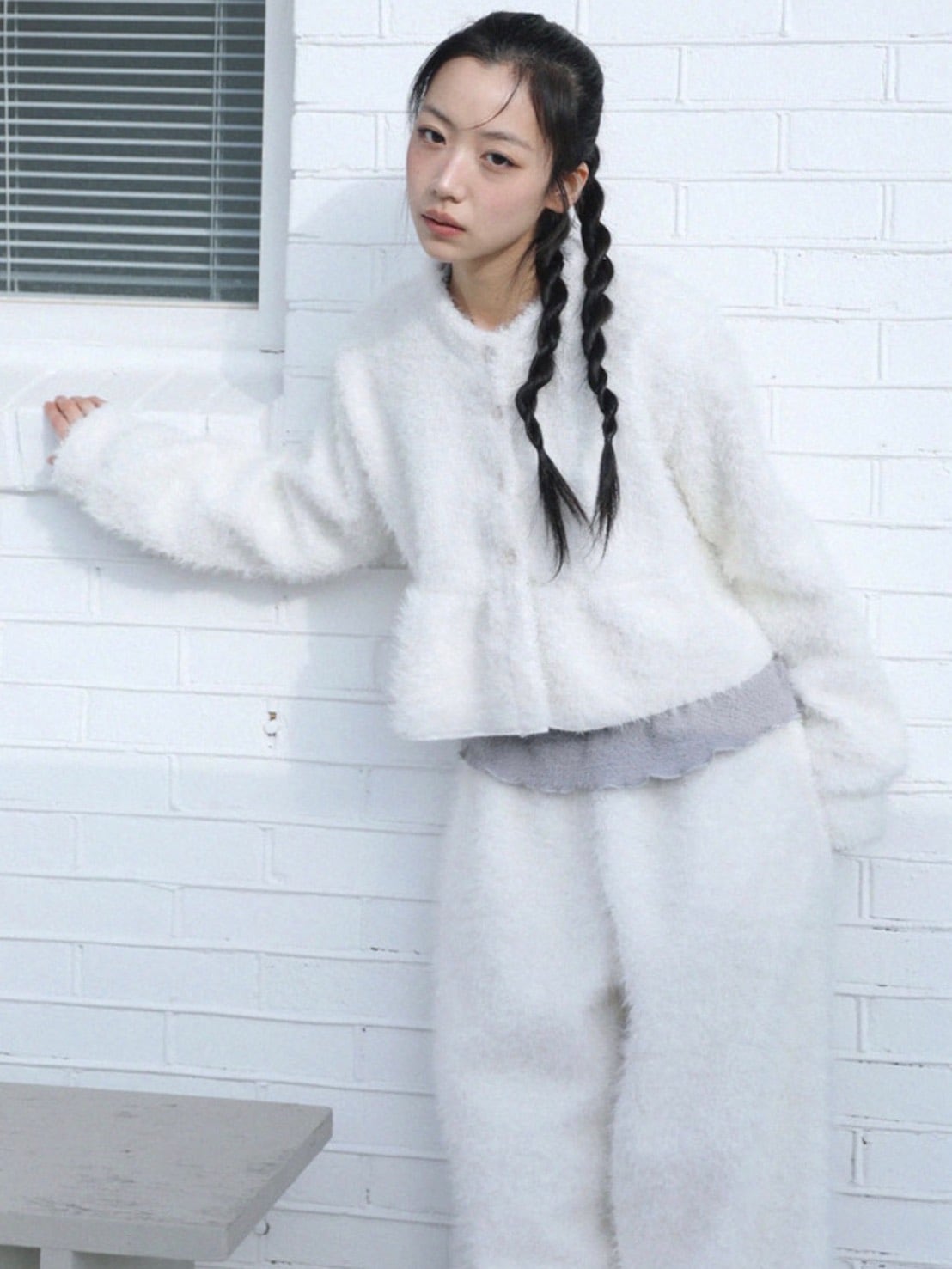 12/21 20:00 発売【Uglyshadow】BOUCLE KNIT WIDEPANTS