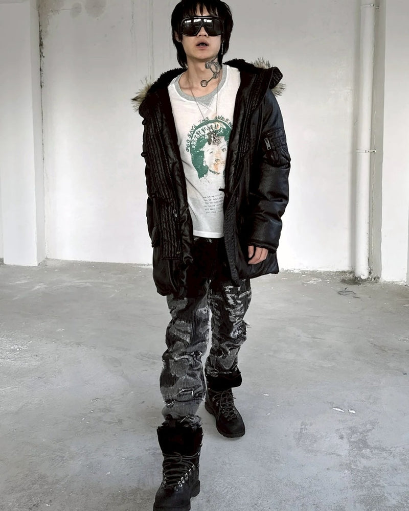 【Reckless Scholars】SASHIKOK DENIM PANTS / 【レックレス スカラーズ】スモークデザインデニムパンツ