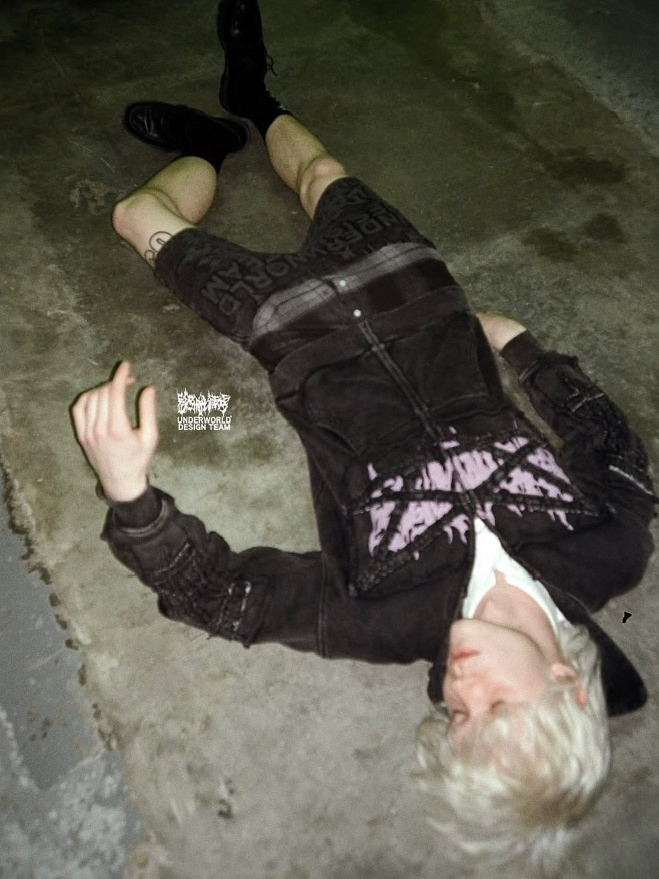 モデル身長サイズ【Reckless Scholars】PENT PATCH FLANNEL HOODIE / 【レックレス スカラーズ】フロントデザインレイヤードウォッシュジップパーカー