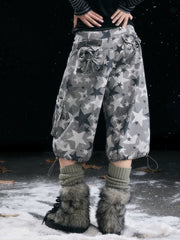 【Cest Nous】Star camouflage capri pants / 【セヌー】スターカモフラージュポケットハーフパンツ