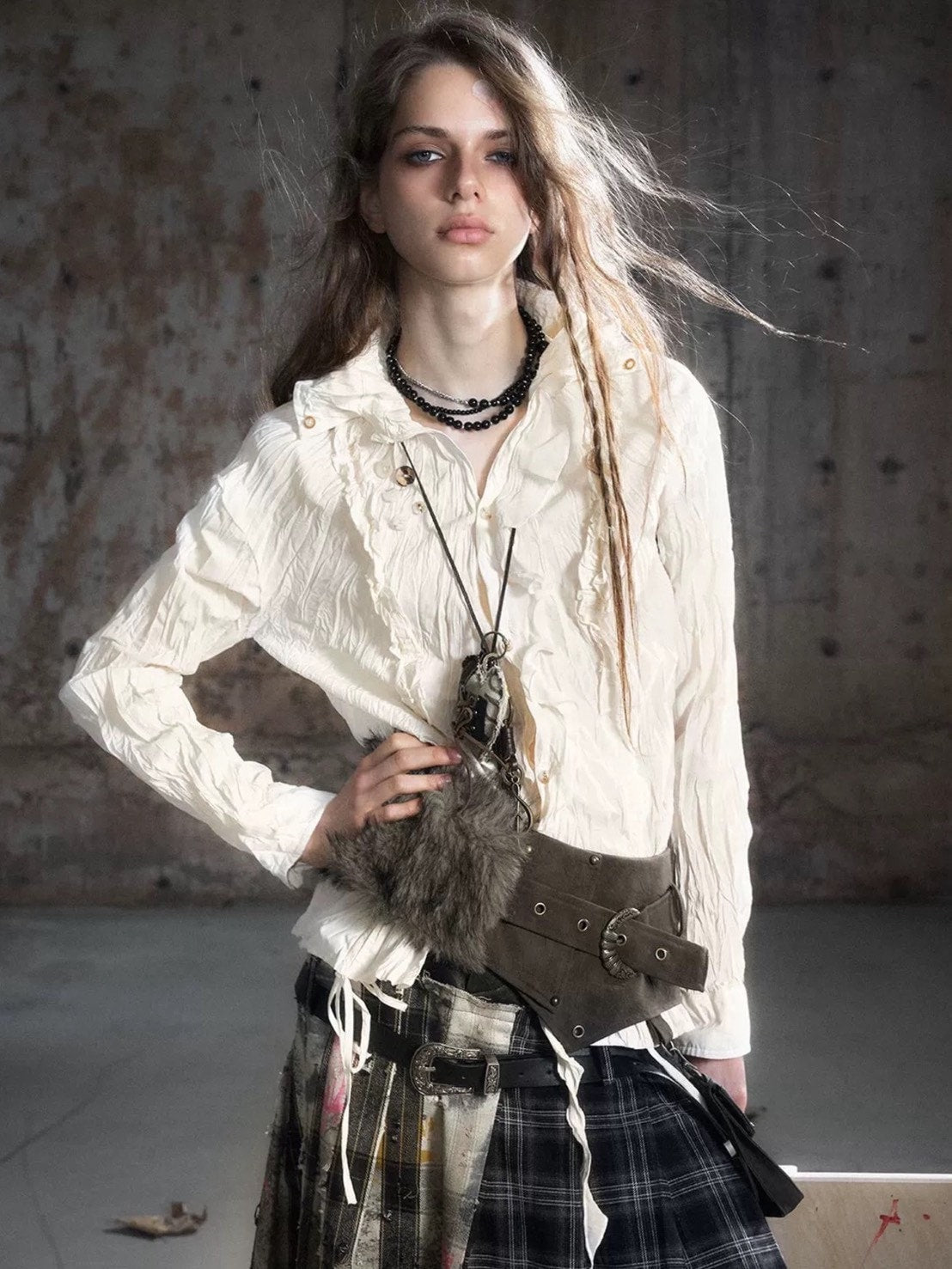 【Cest Nous】Apricot Ruffle Blouse / 【セヌー】アプリコットフリルシャツ