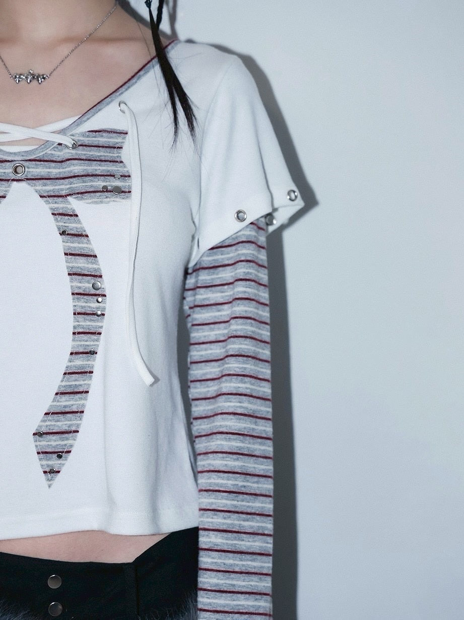 1/2 20:00発売【CHERRYQUIRI】punky bow layered tee