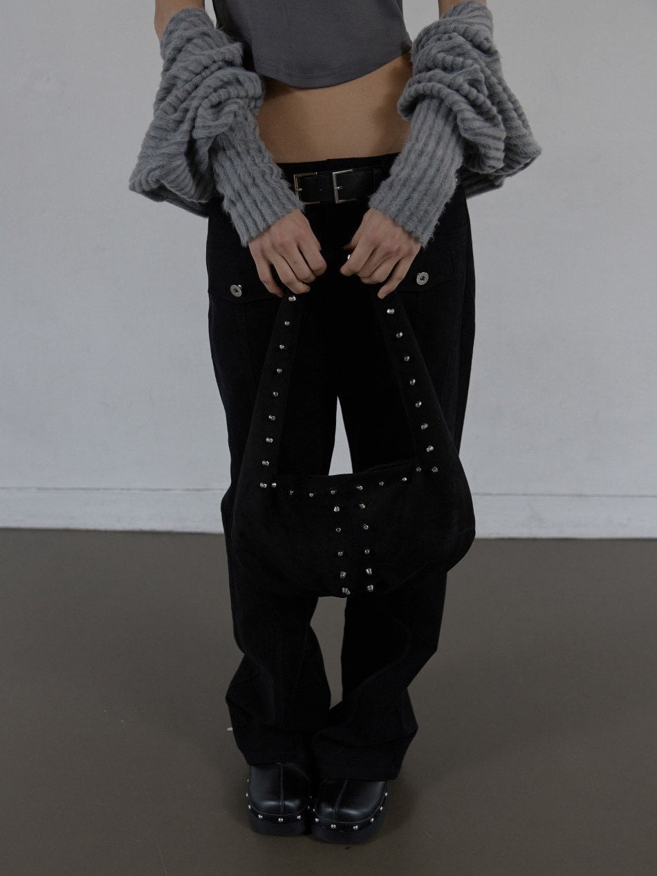 【SETUP‐EXE】SUEDE STUDDED SHOULDER BAG / 【セットアップエグゼ】スエードスタッズショルダーバッグ