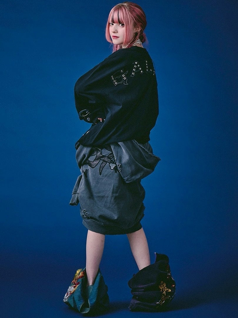 【GALFY】穴あきPUNCH ロンＴEE / 【ガルフィー】穴あきPUNCH ロンＴEE