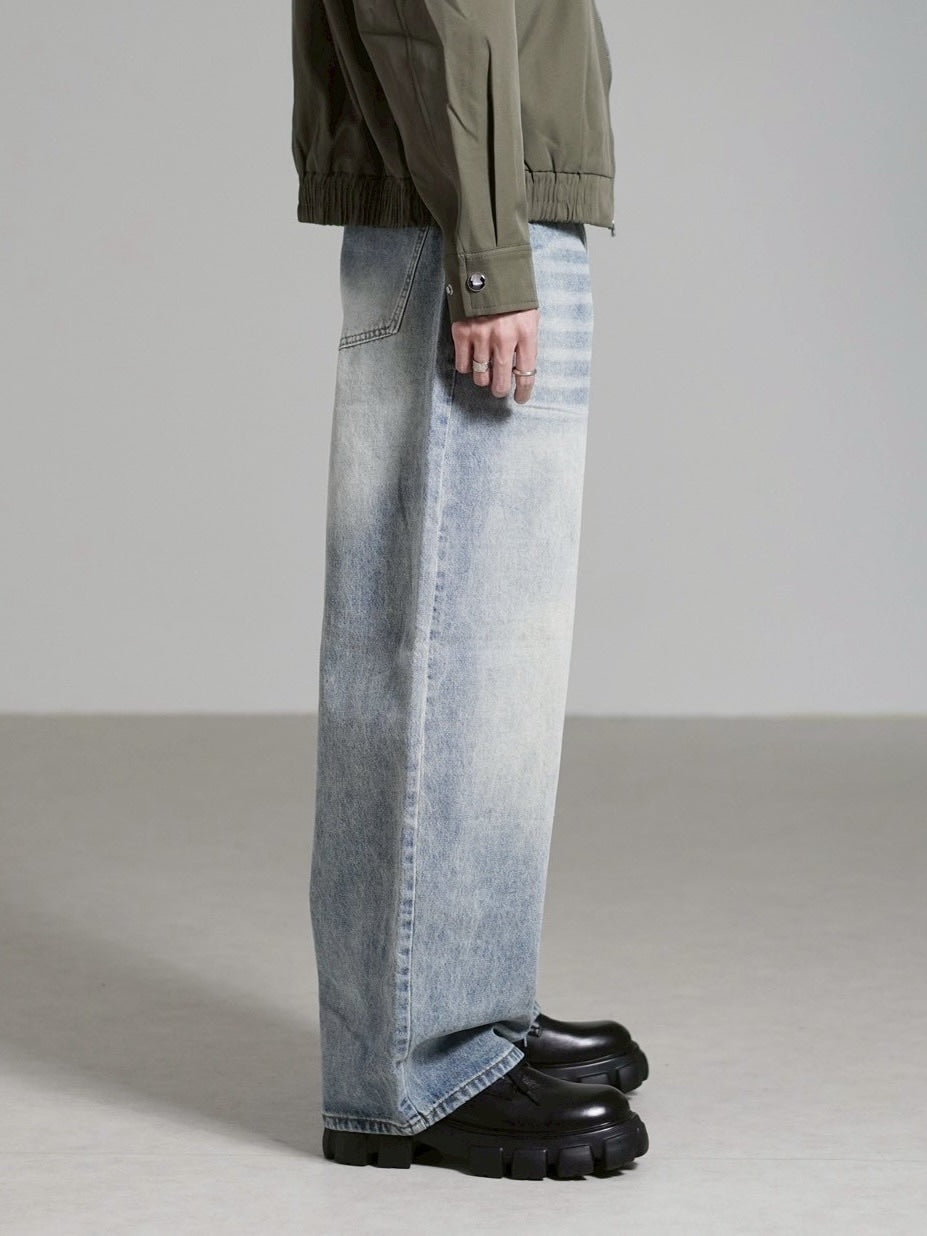 ア*チ様 ダークグレー 鳥刺繍 ストレートデニム 受注制【Chikashitsu +】brush wide leg denim pants (3color