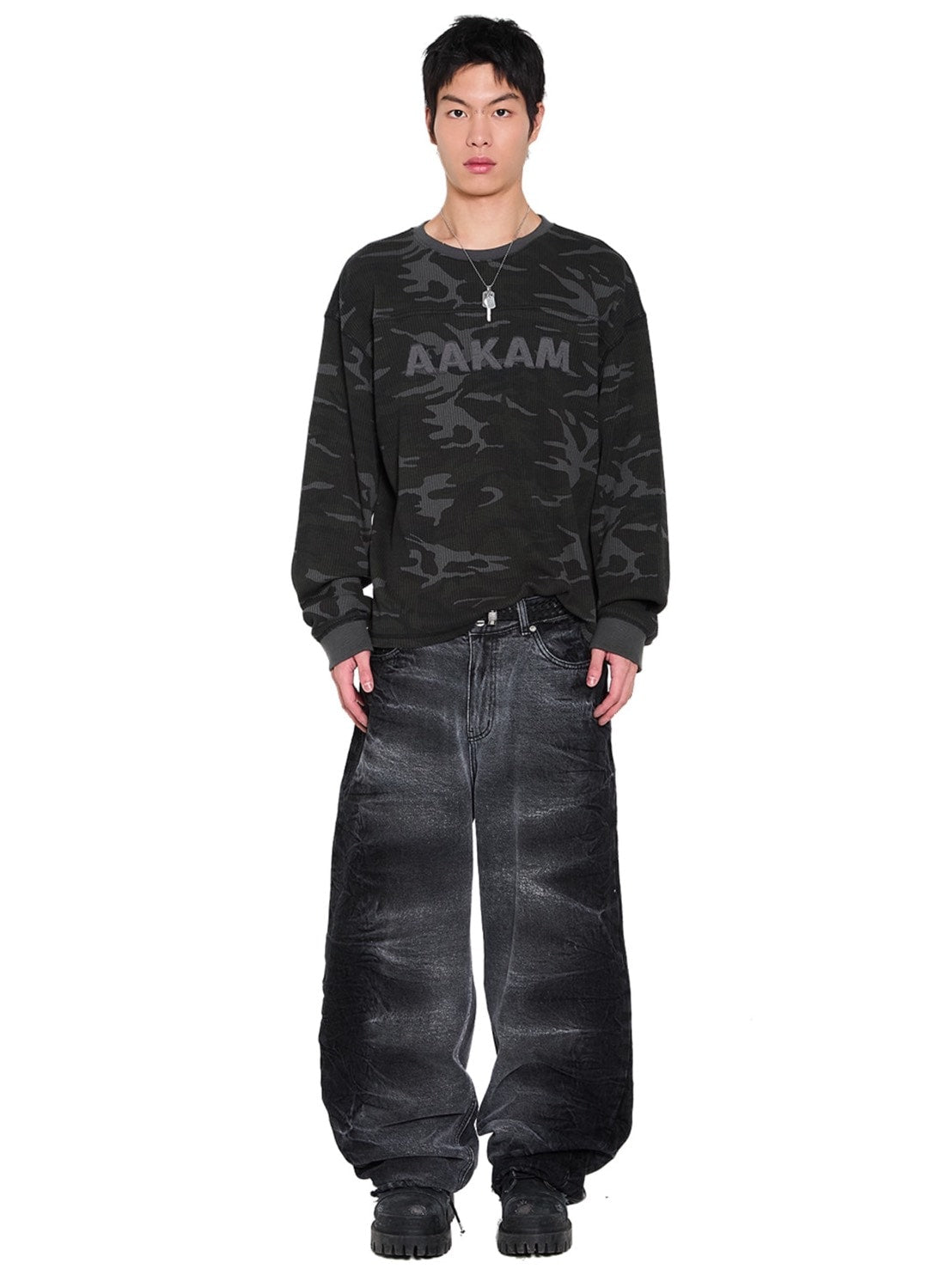 【AAKAM】Waffle Camouflage Long Sleeve