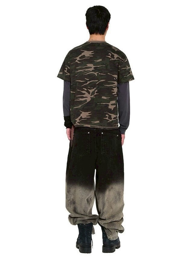 【AAKAM】Camouflage layered Long Sleeve