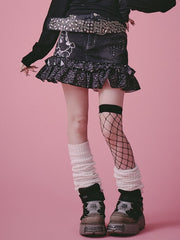 【GALFY】GALちゃんフリフリSK / 【ガルフィー】レオパードフリルデニムミニスカート