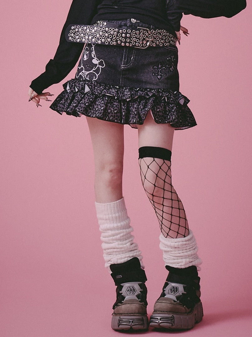 【GALFY】GALちゃんフリフリSK / 【ガルフィー】レオパードフリルデニムミニスカート