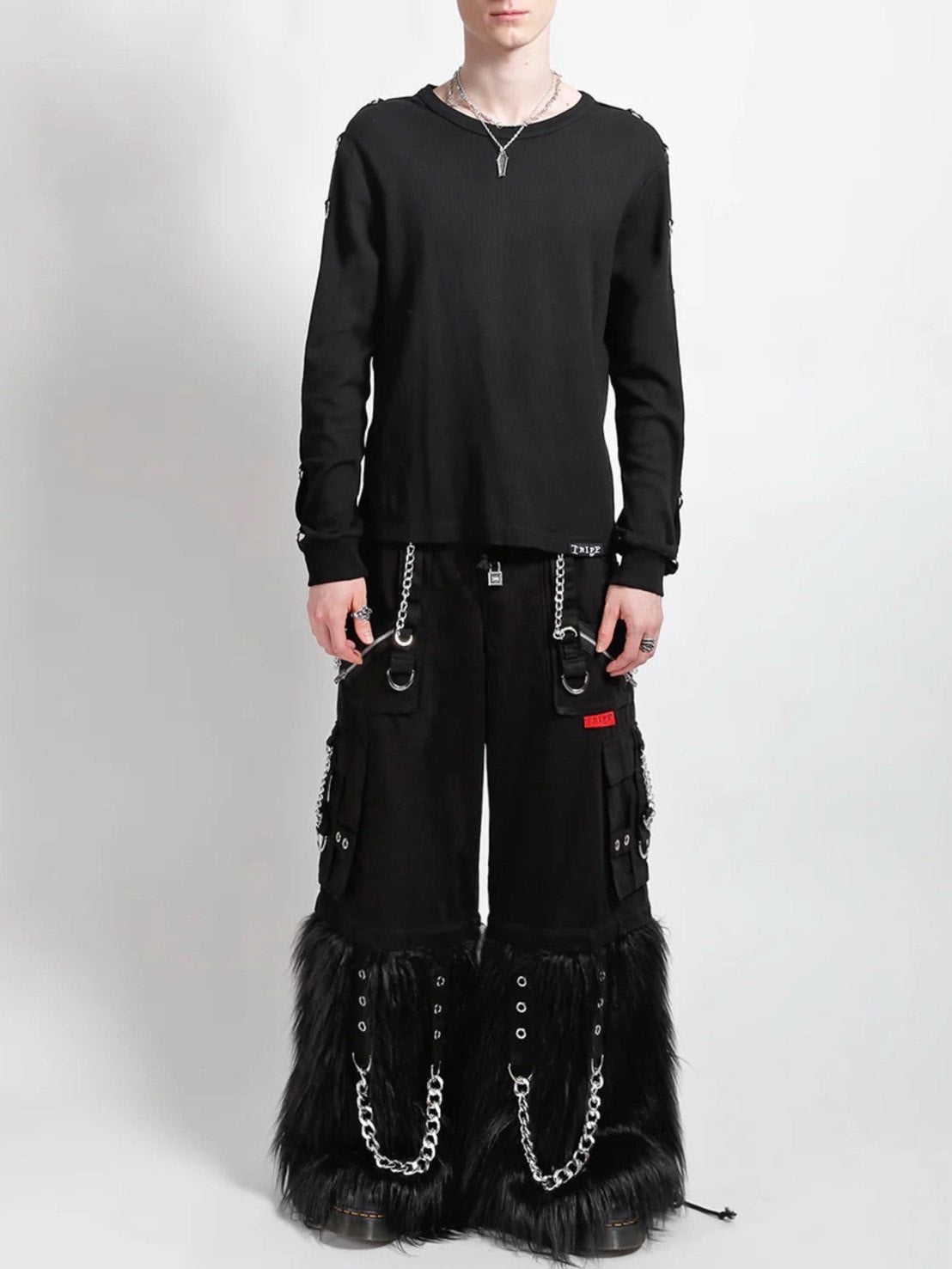 【TRIPP nyc】FUR-TASTIC SUPER PANT[AF7176M] / 【トリップ ニューヨーク 】ボンテージストラップファーワイドパンツ