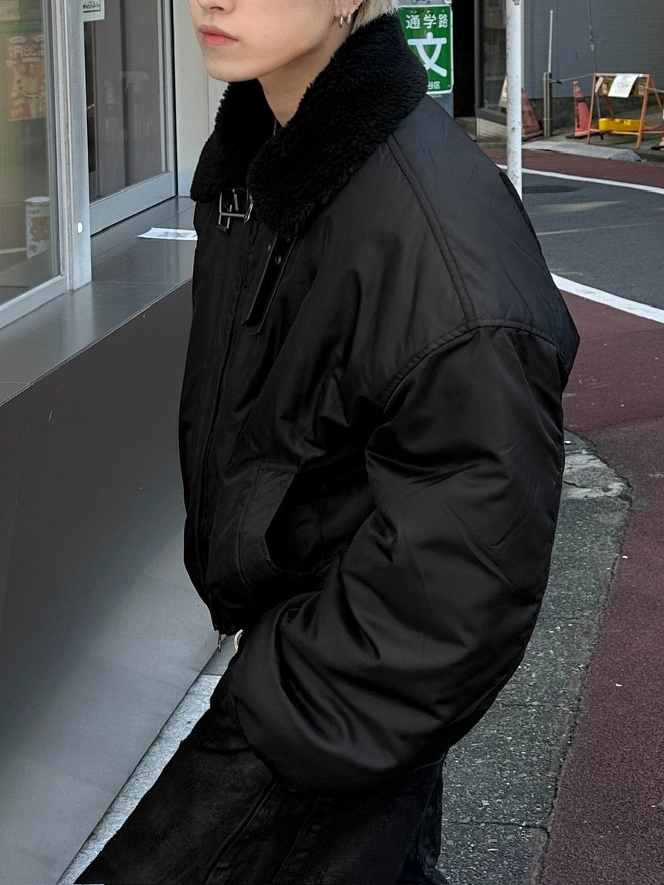 大阪店WEB限定受注制【Chikashitsu +】cropped mouton bomber jacket / 【チカシツプラス】クロップドムートンボンバージャケット