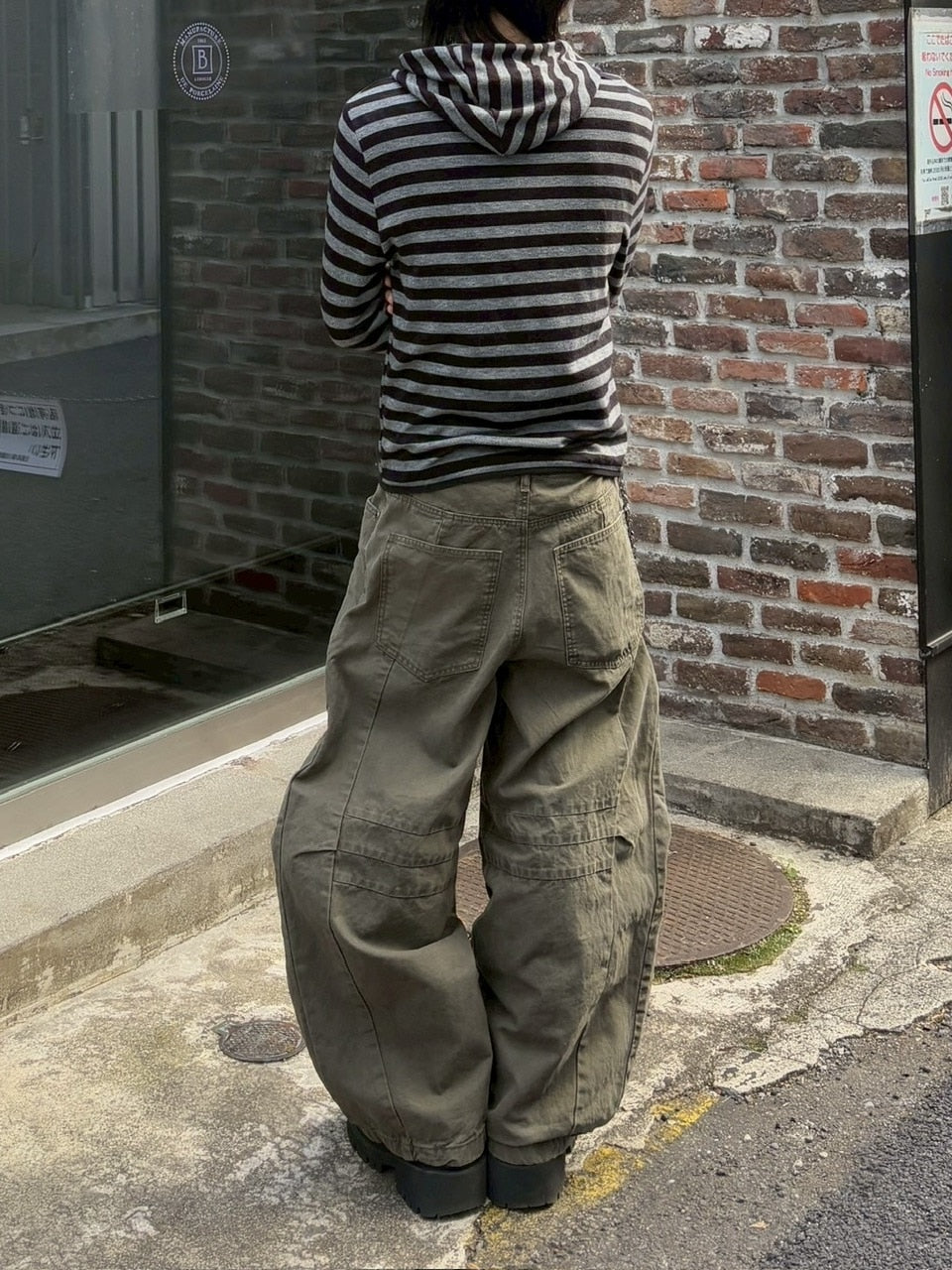 受注制【youll】asymmetry border henley hoodie (2color)