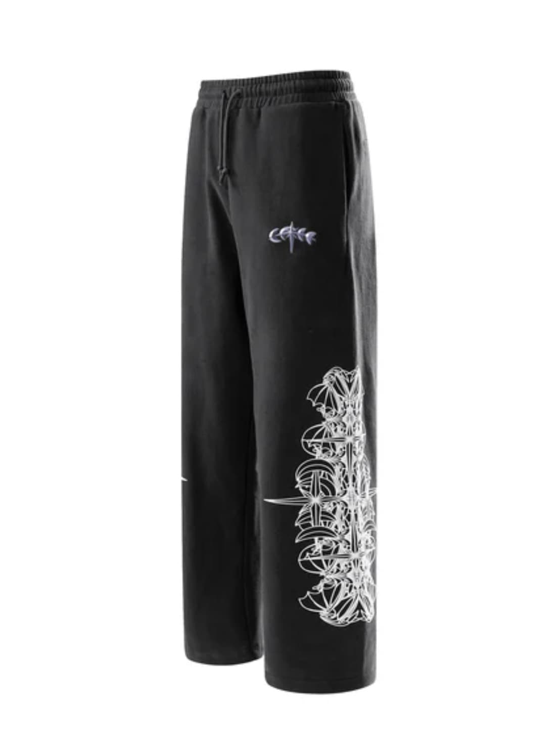 【The Boy Has No Patience】TBHNP LUMINOUS DAWN ASTRAL LOGO FLOCKED PANTS / 【ザボーイハズノーペーシェンス】アストラルロゴスウェットパンツ