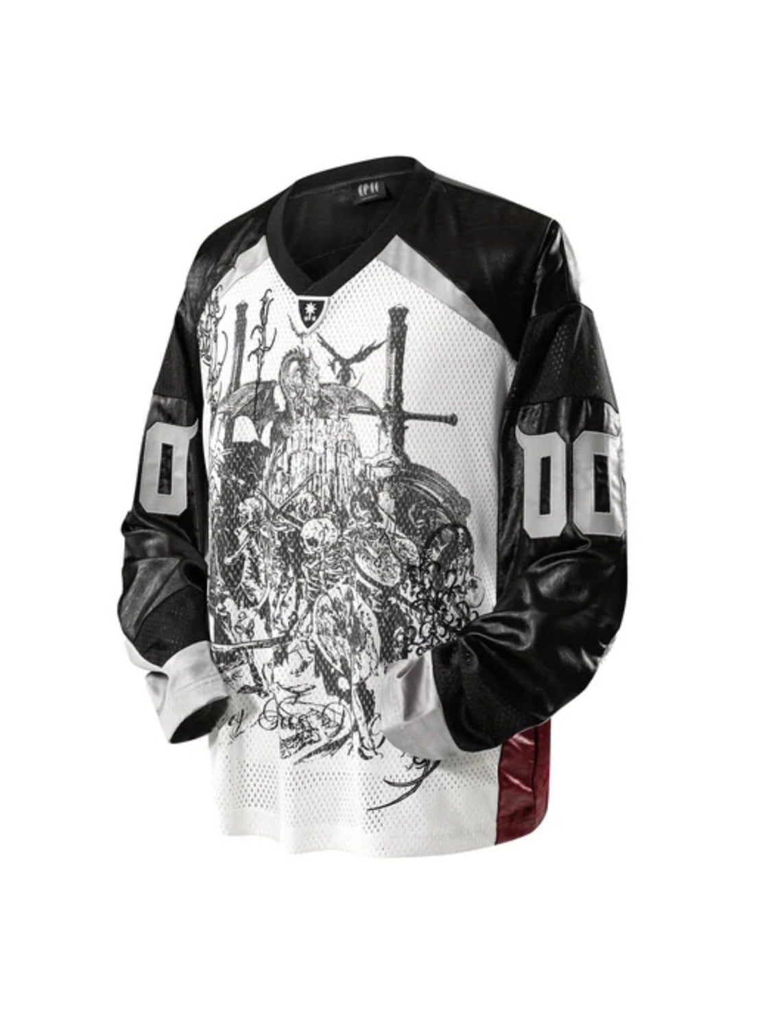 【The Boy Has No Patience】 TBHNP LUMINOUS DAWN SWORDSHIELD SPECTER PRINTED RUGBY L/S TEE / 【ザボーイハズノーペーシェンス】フロントプリントラグビー長袖Tシャツ