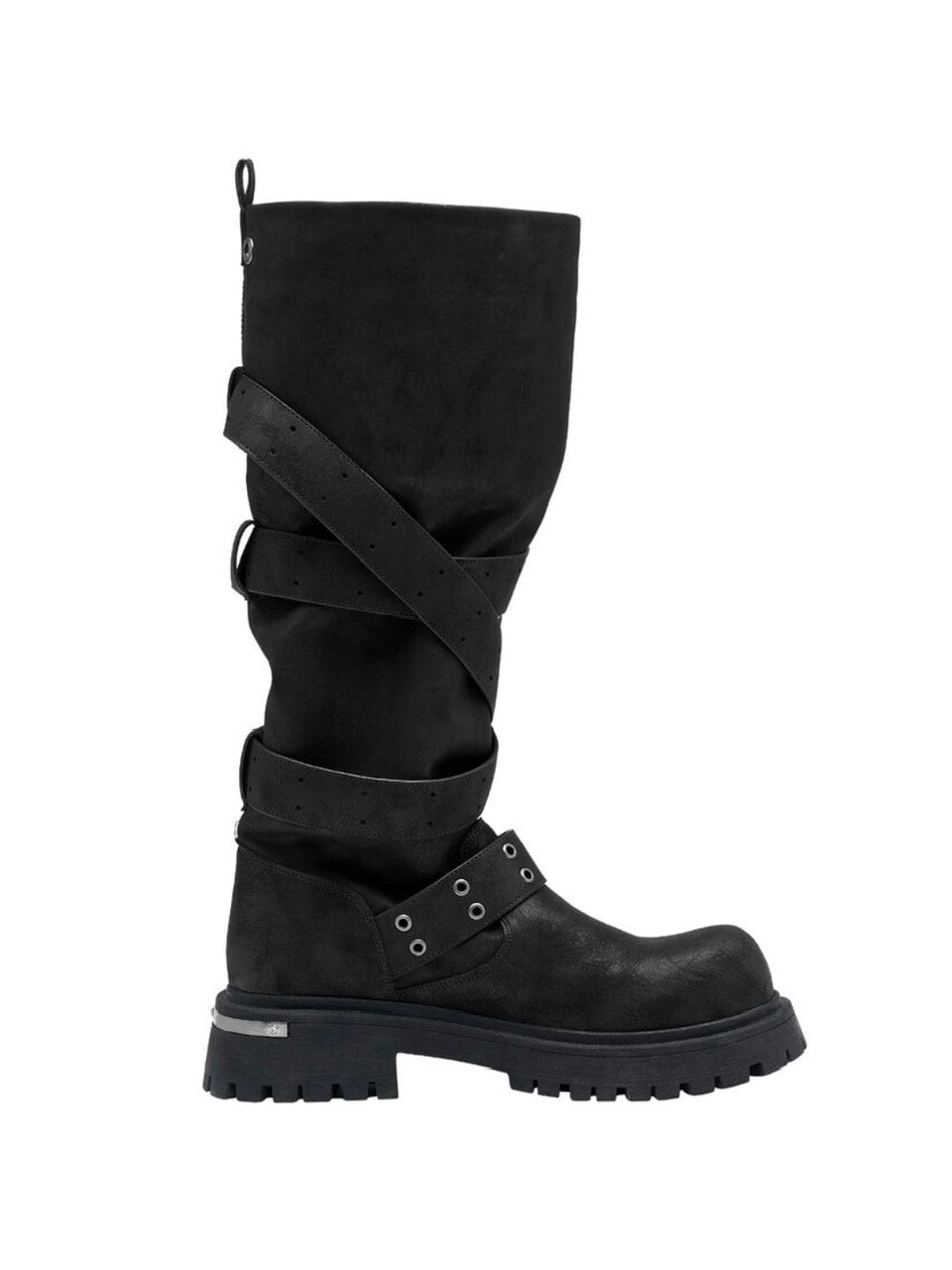 【BLACK PURPLE】Rusk Strap Slouched Boots