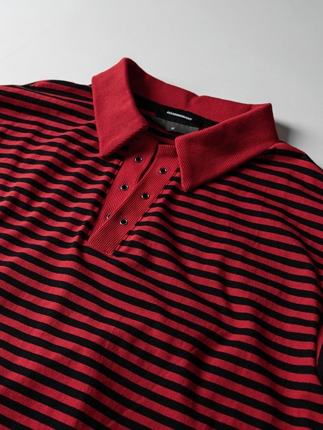 【roaringrad】Striped Polo T-shirt