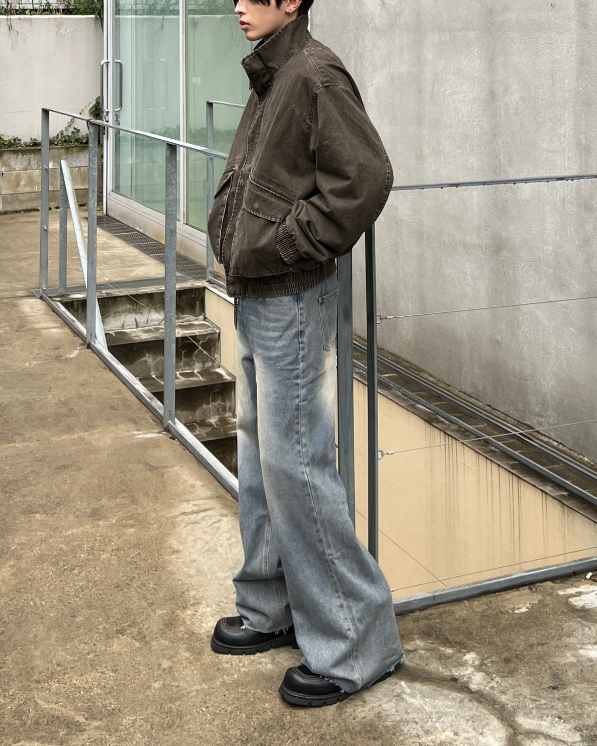 大阪店WEB限定受注制【Chikashitsu +】cutting bootcut denim pants (2color)