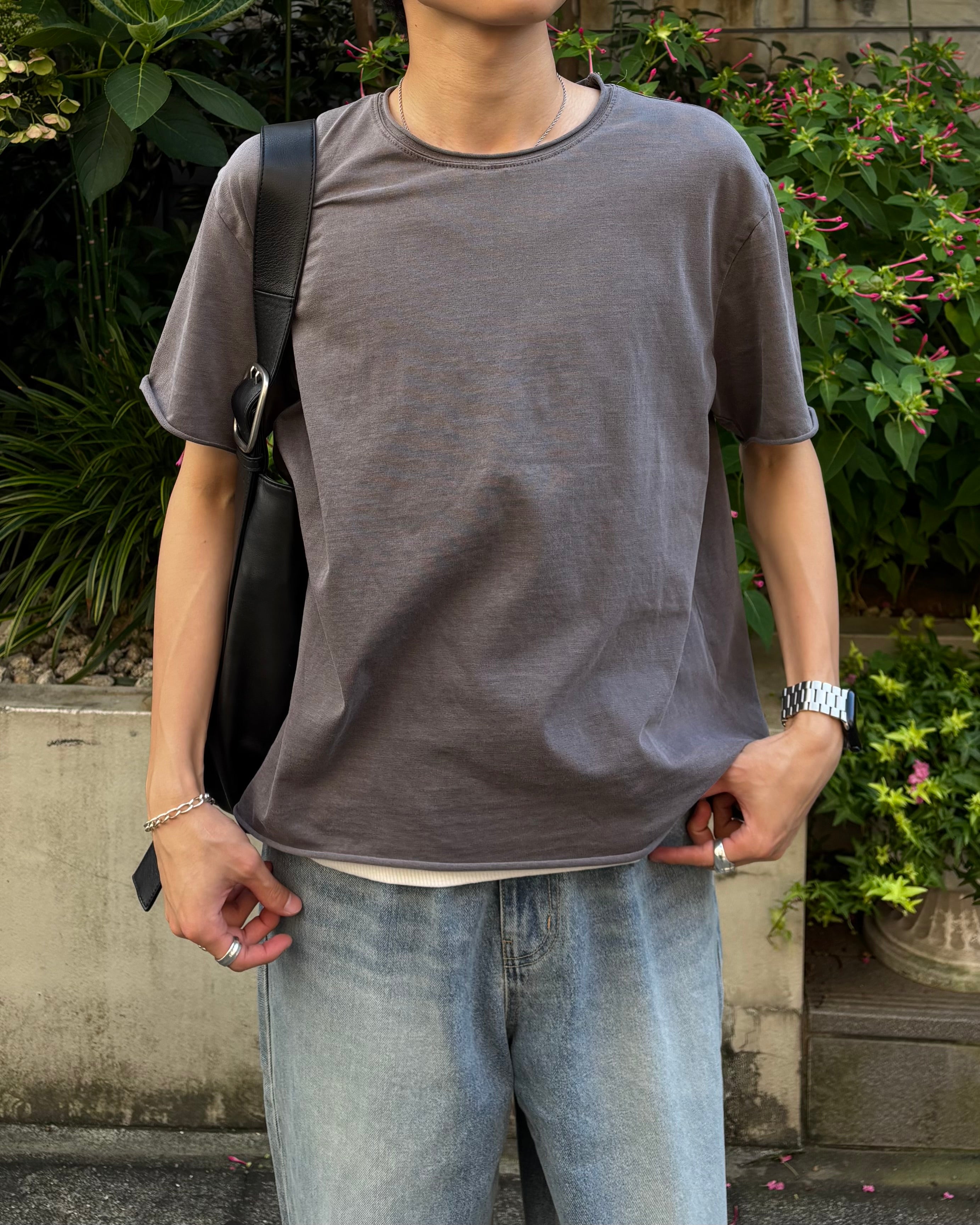 東京店WEB限定受注制【Chikashitsu +】cutting pigment tee (3color)