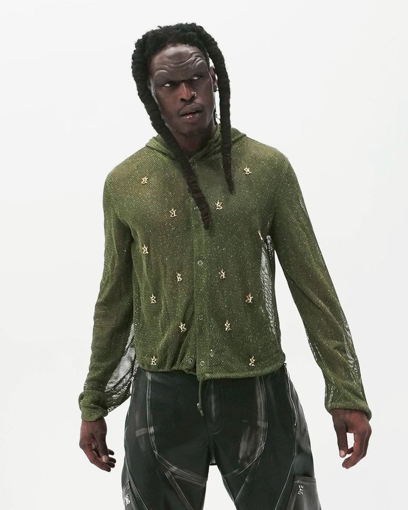 【E RIN AI E】E STARDUST MESH SNAP HOODIE
