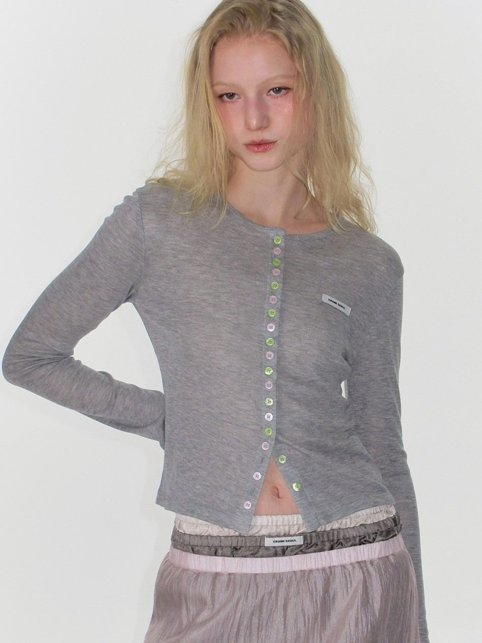 【CRANK】SHEER COLOR BUTTON CARDIGAN