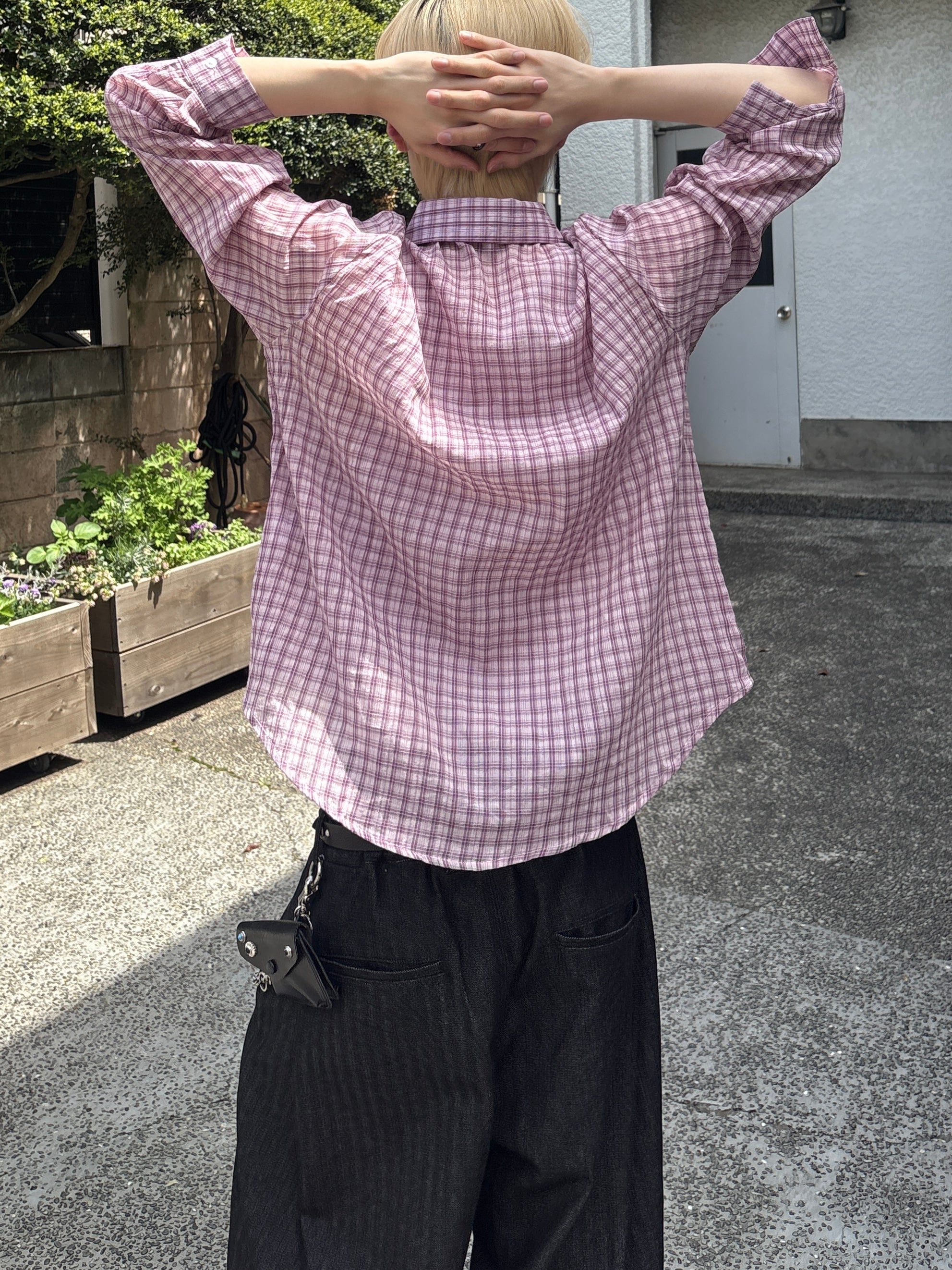 受注制【youll】sheer check shirt (3color)