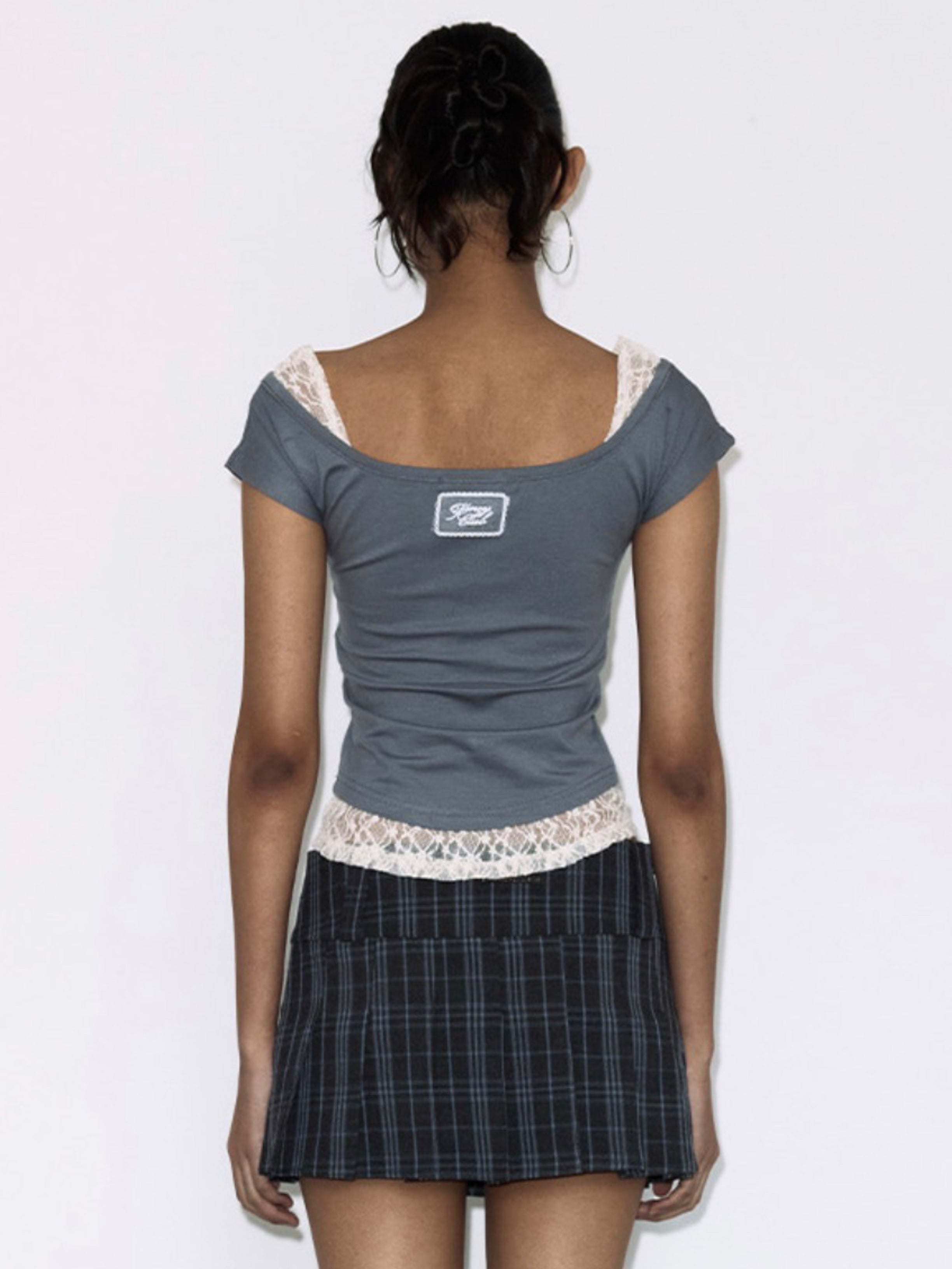 【FANCY CLUB】 LACE SQUARE NECK TOP