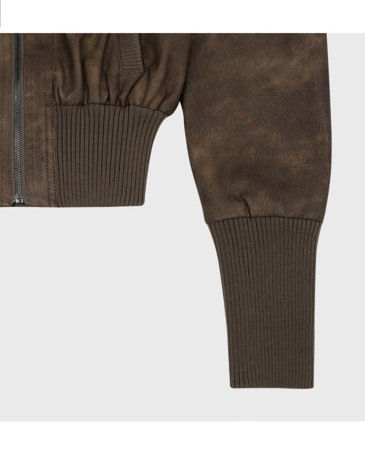 【FANCY CLUB】HIGH-NECK RIBBED LEATHER JACKET