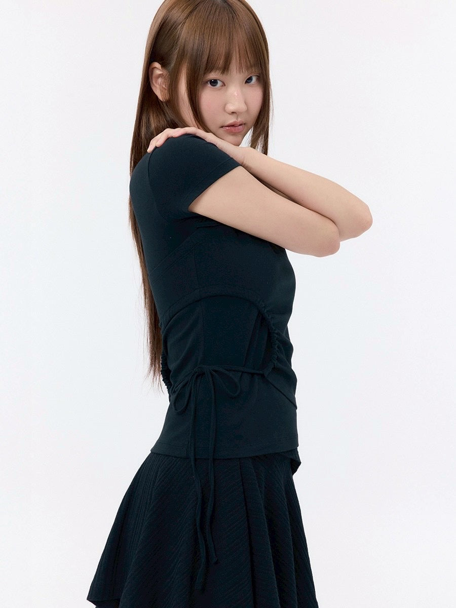 【Miseki seoul】String shirring short sleeve