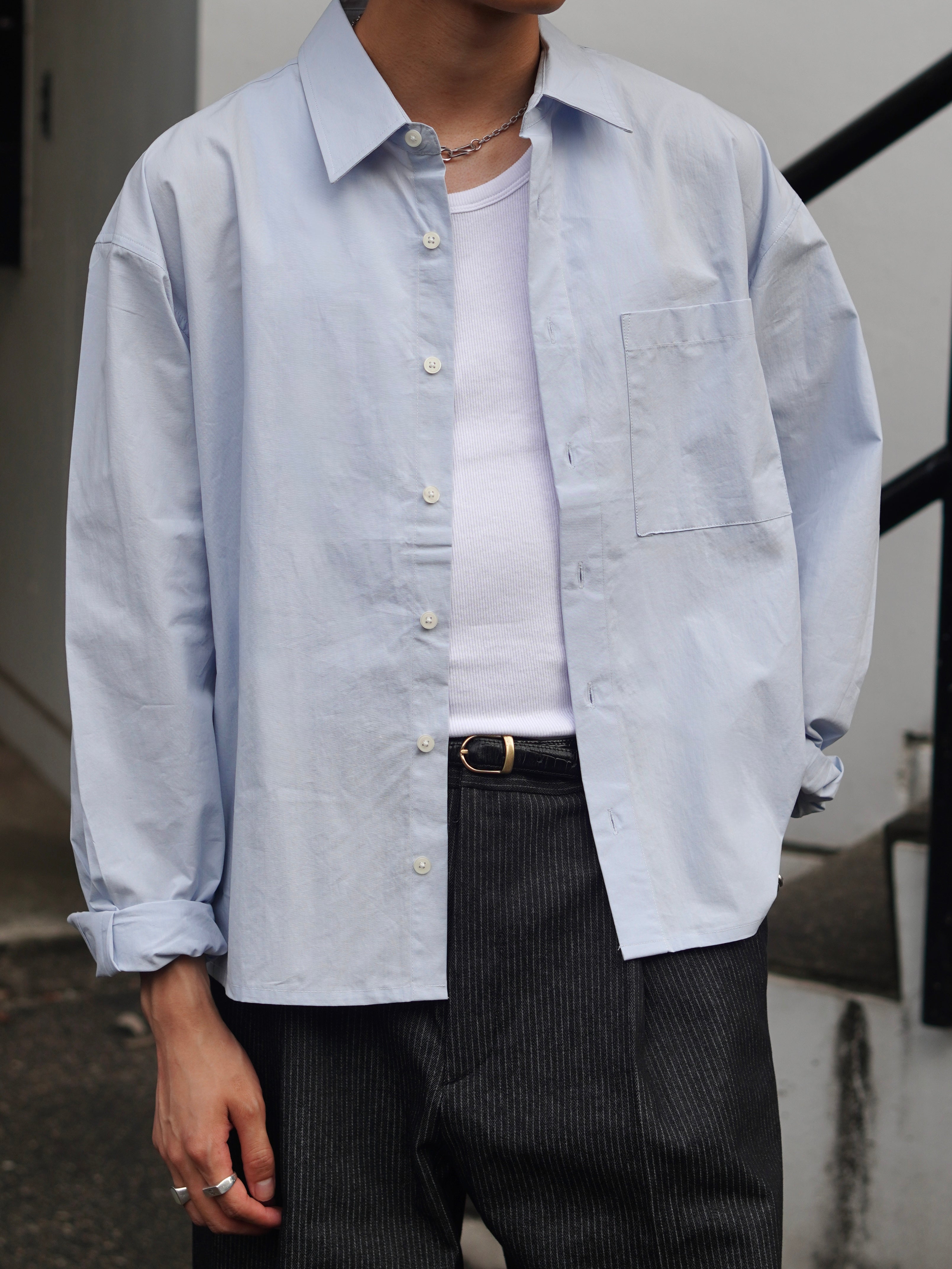 東京店WEB限定受注制【Chikashitsu +】soft touch cropped shirt (3color)