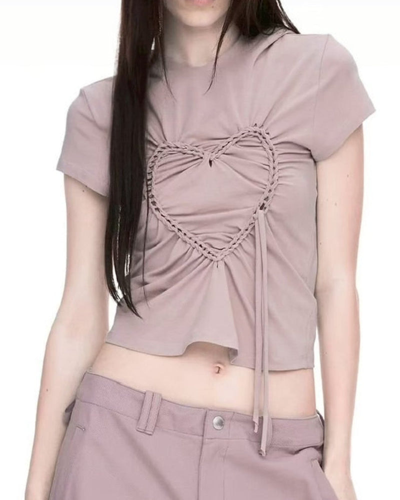 【NACHE】HEART BRAID HOODIE T-SHIRT