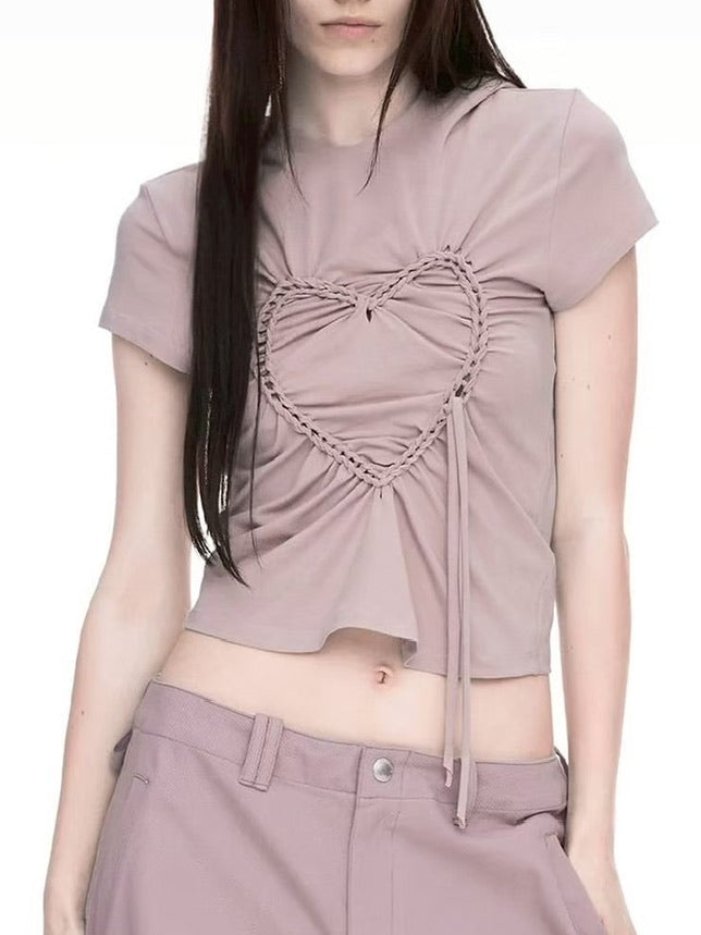 【NACHE】HEART BRAID HOODIE T-SHIRT