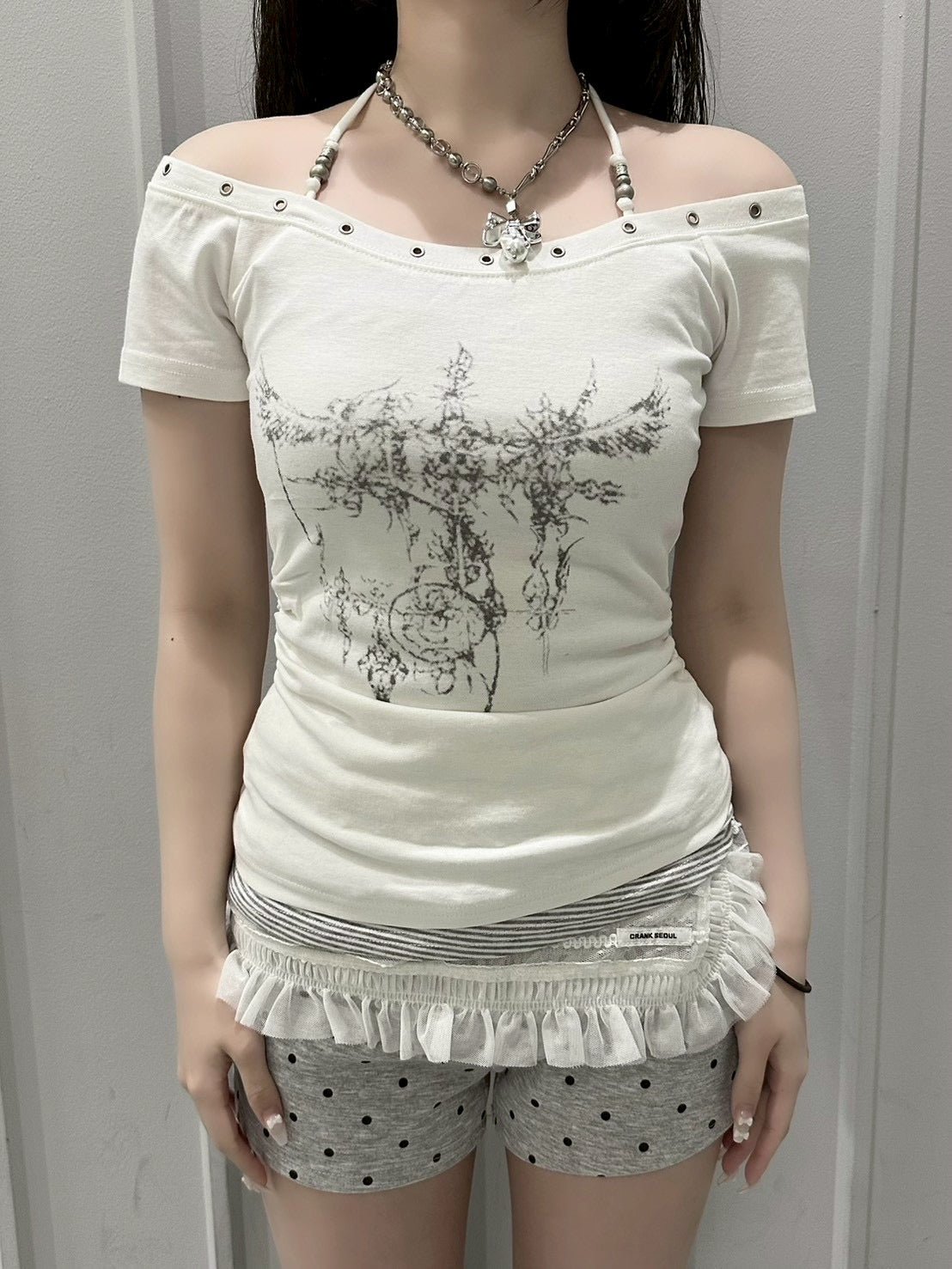 受注制【nmtc+】Anco Studded Halter Neck Tee (3color)