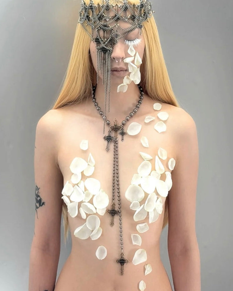 【IIIMIII】 Cascading Rosary Chain Necklace