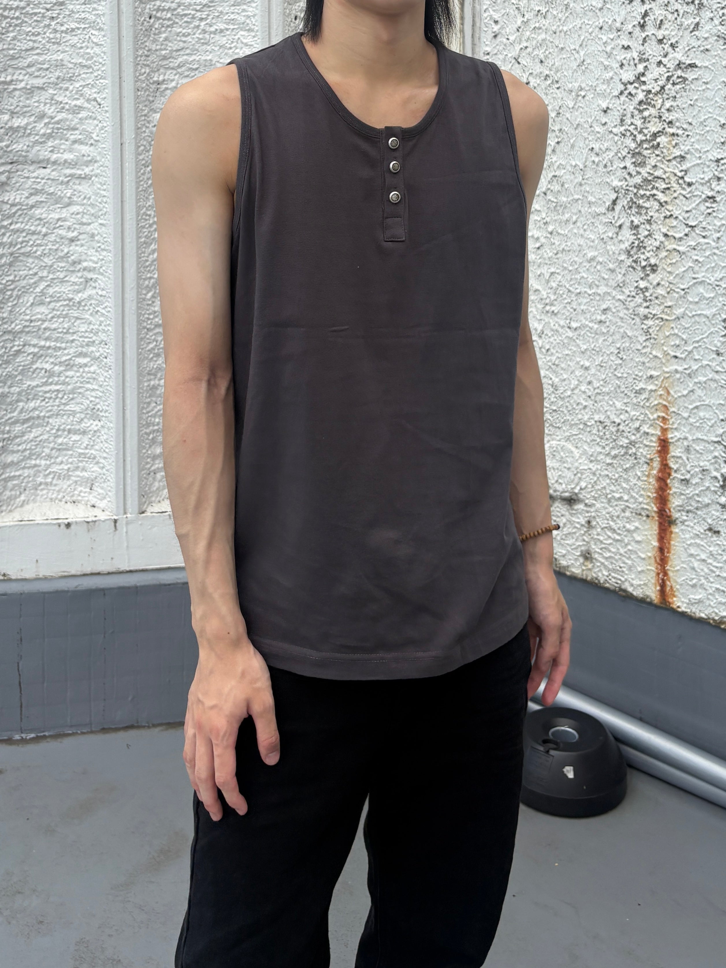 受注制【youll】Henley neck tank top (3color)