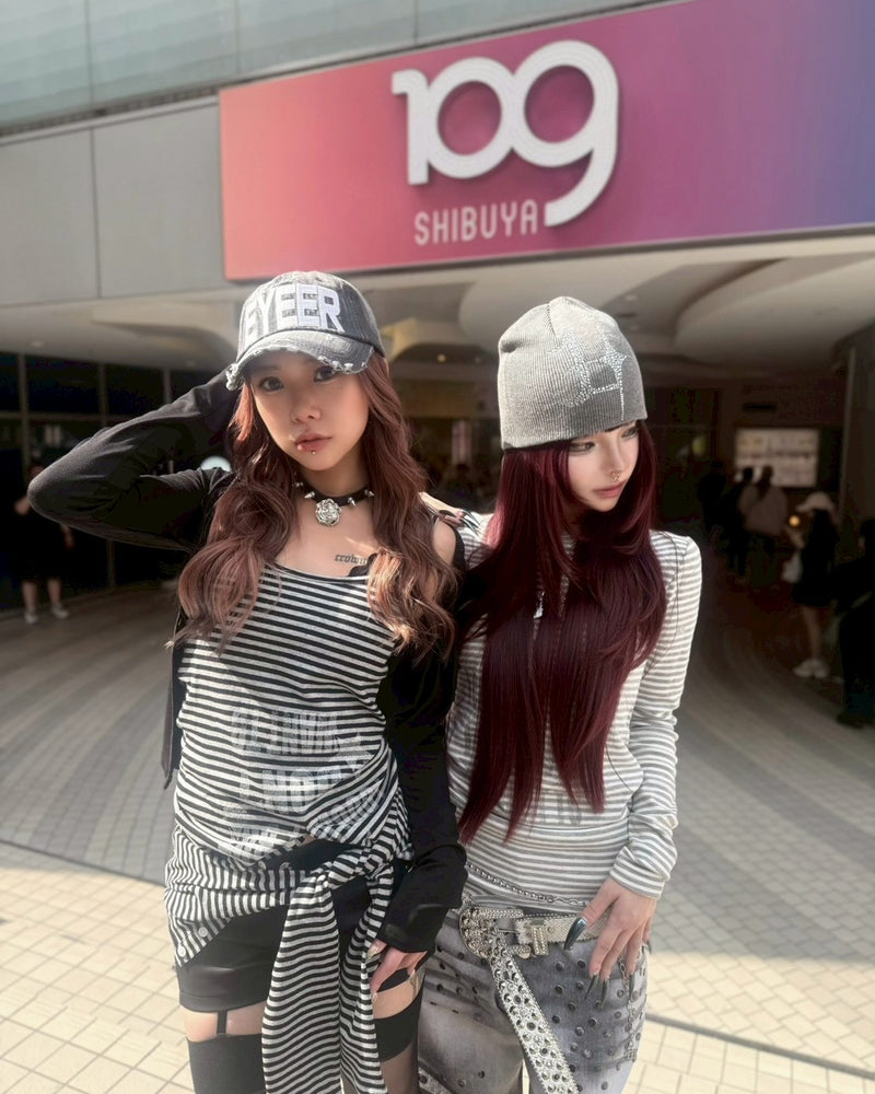 国際配送【BABY09】 3way border print tops (2color)