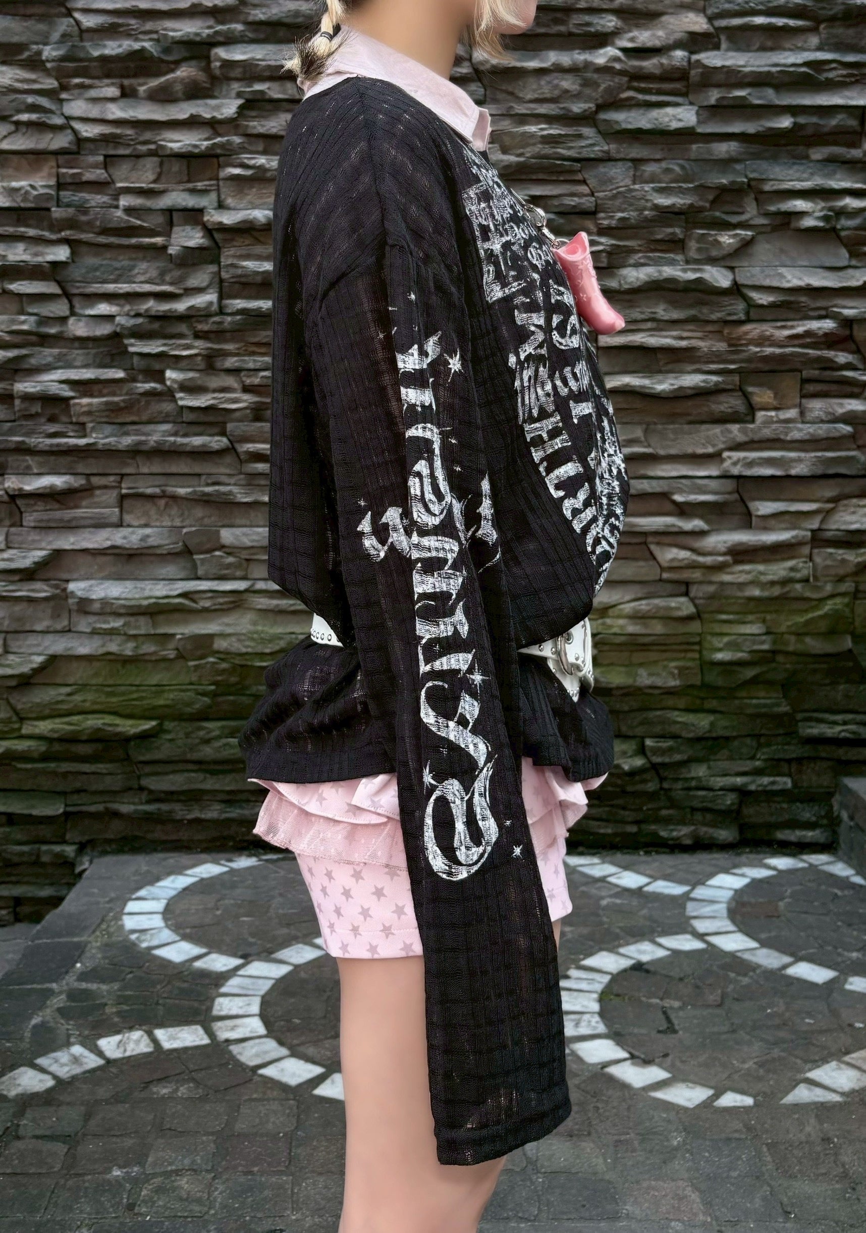 【BABY09】lettering see-through tops (2color)