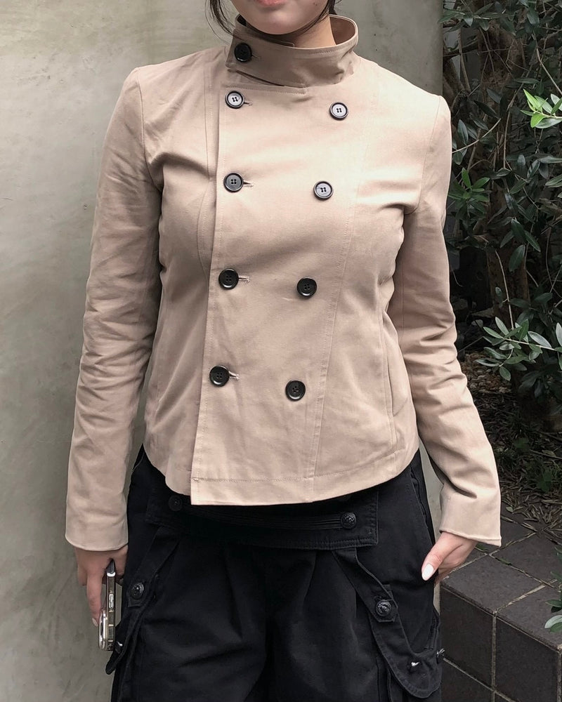 受注制【OaKS】low-neck slim-fit jacket (3color)