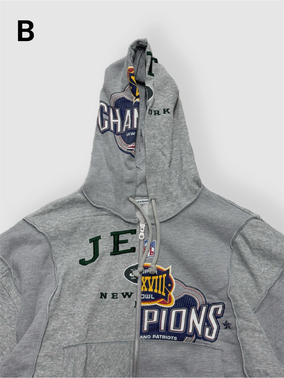 【Re +】double zip cutting switch hoodie (gray)