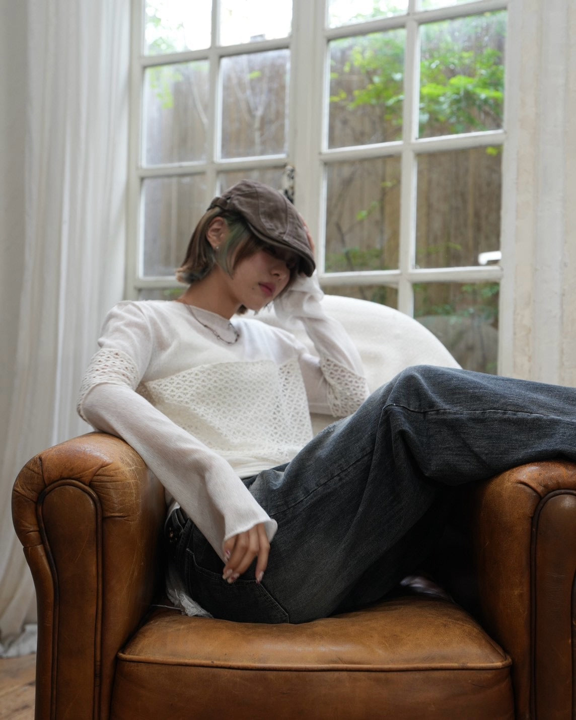 受注制【OaKS】washed denim hunting cap (3color)