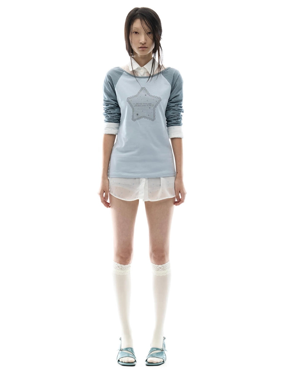 【OJOS】Stripe Raglan Long Sleeve