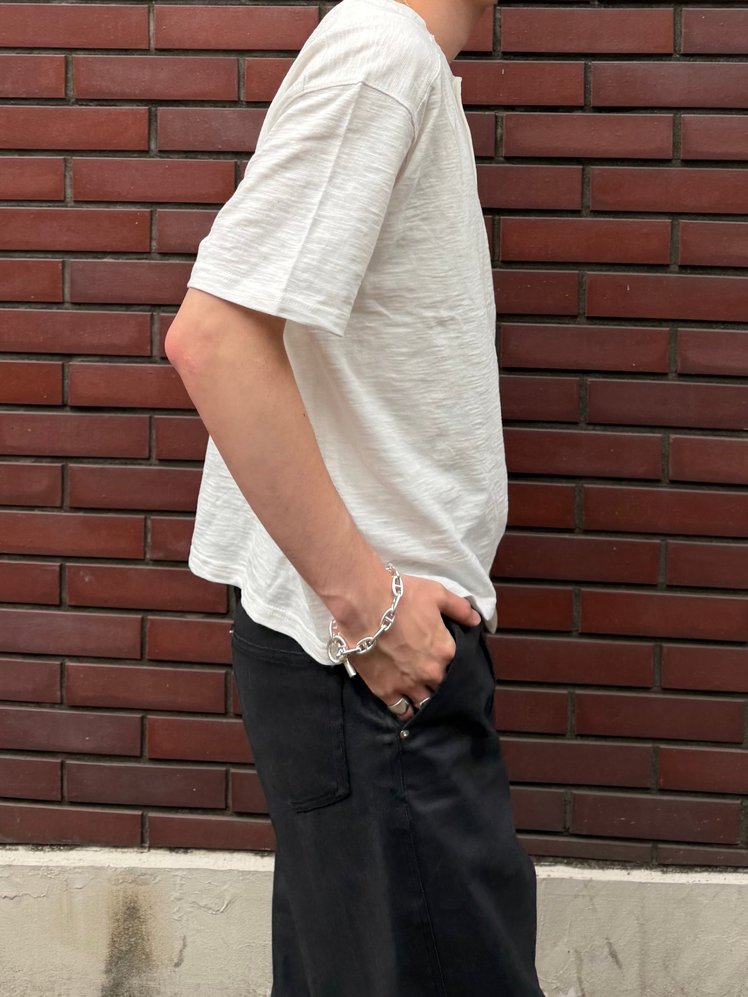 東京店WEB限定受注制【Chikashitsu +】cropped henley neck tee (3color)