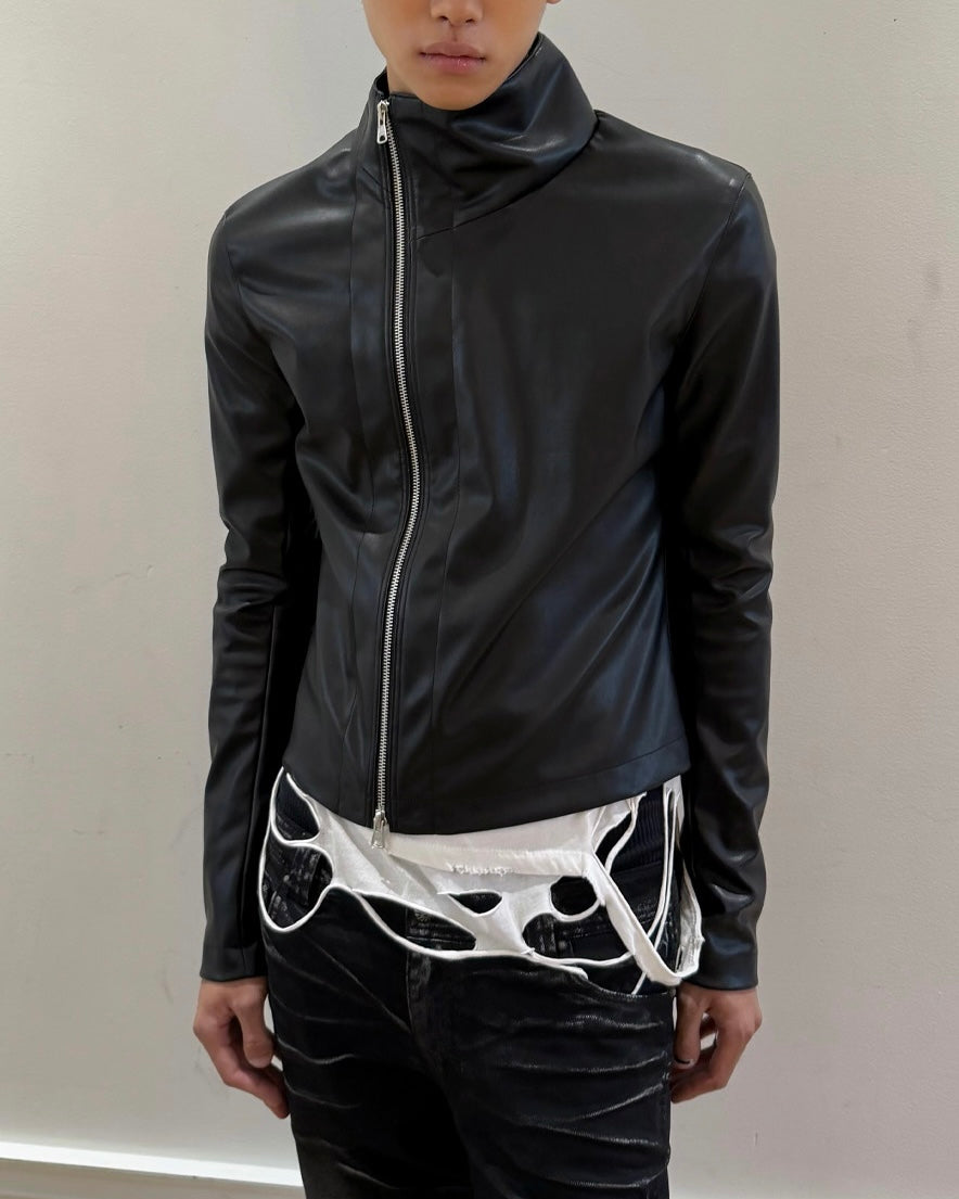 【LECYTO】Offset Leather Jacket